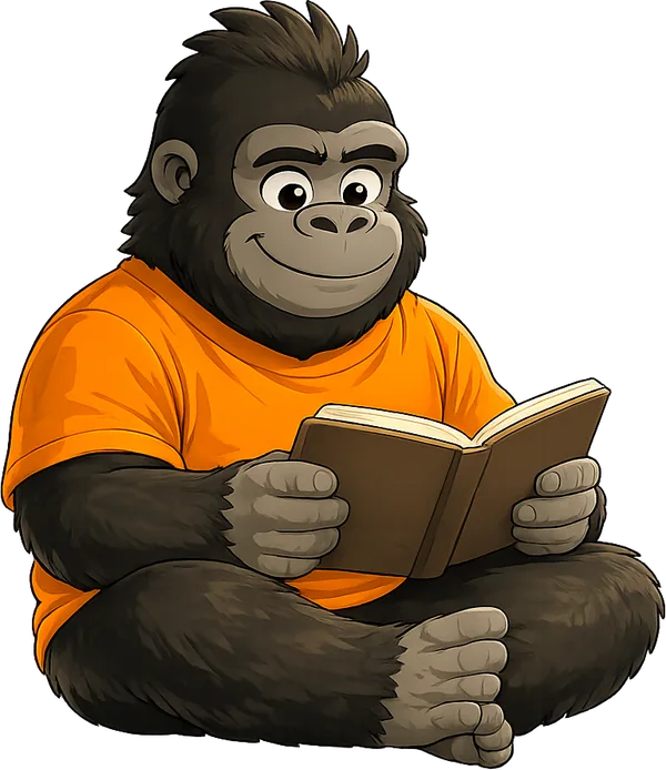 Root, the Driva Dev mascot, reading a book